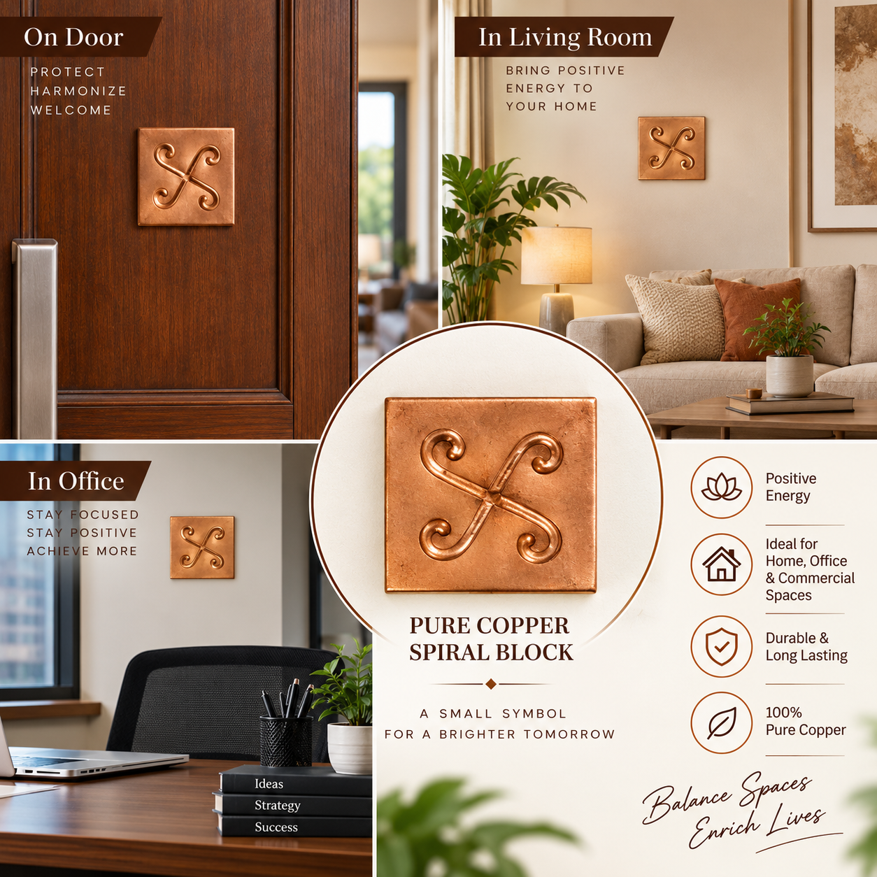 Copper Spiral Swastika for South East Defect in India, US, UK, Australia, Europe