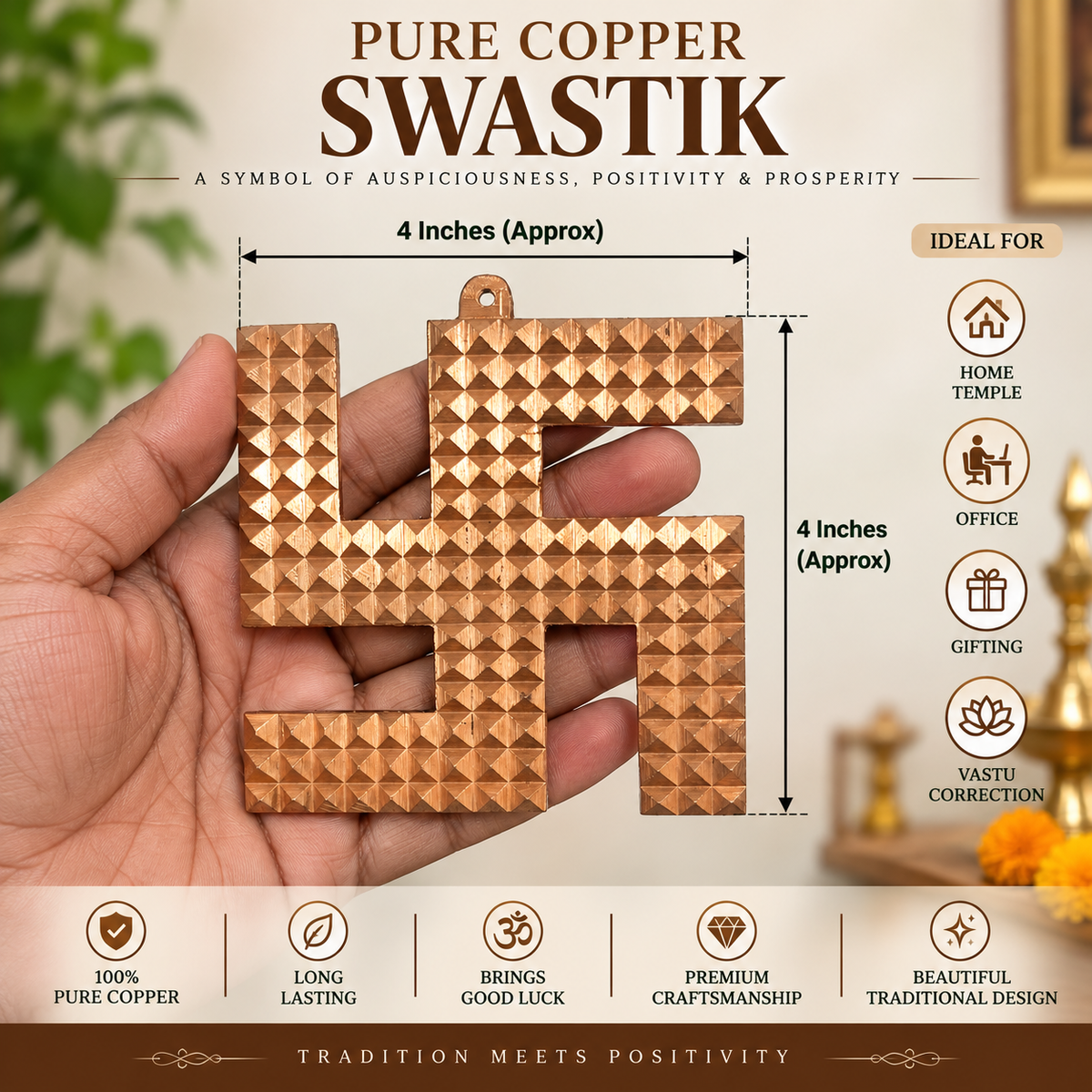 Copper Swastik Pyramid Vastu Remedies for Home, Office & Factory in India, US, UK, Australia, Europe