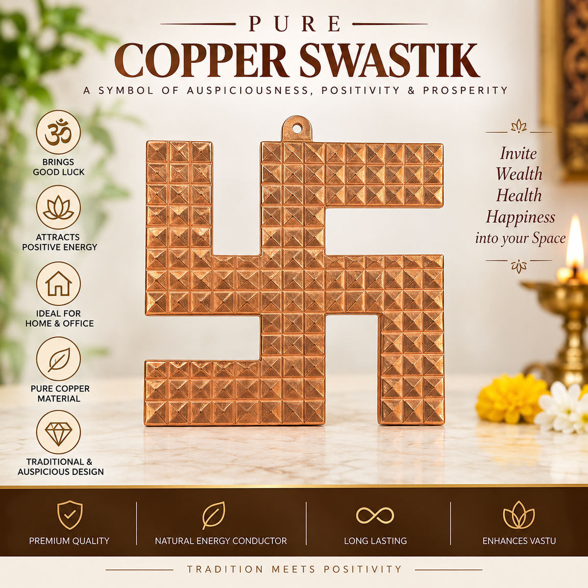 Copper Swastik Pyramid Vastu Remedies for Home, Office & Factory in India, US, UK, Australia, Europe