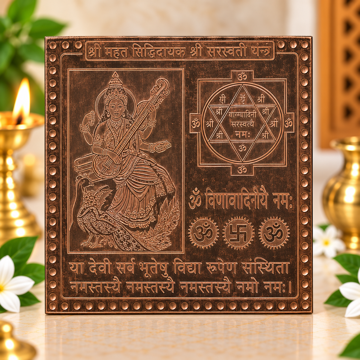 Shree Saraswati Yantra in Pure Copper