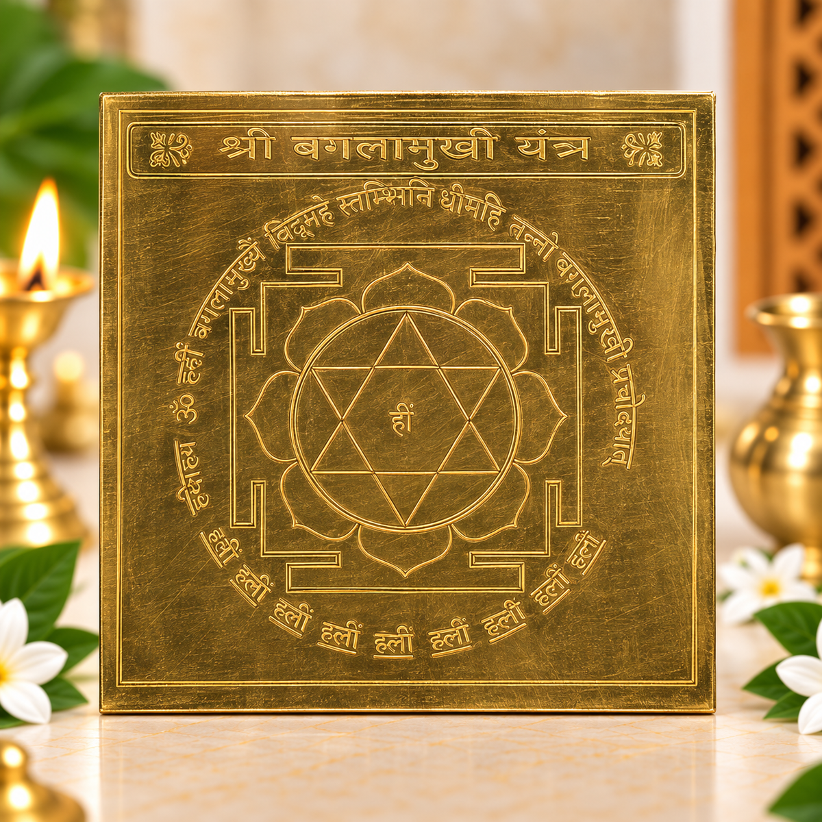 Baglamukhi Yantra in Gold Plated - 3 Inches Size