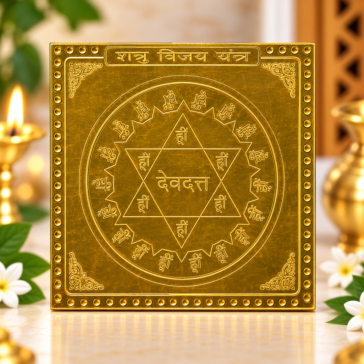 Shatru Vijay Yantra in Gold Plated - 3 Inches Size