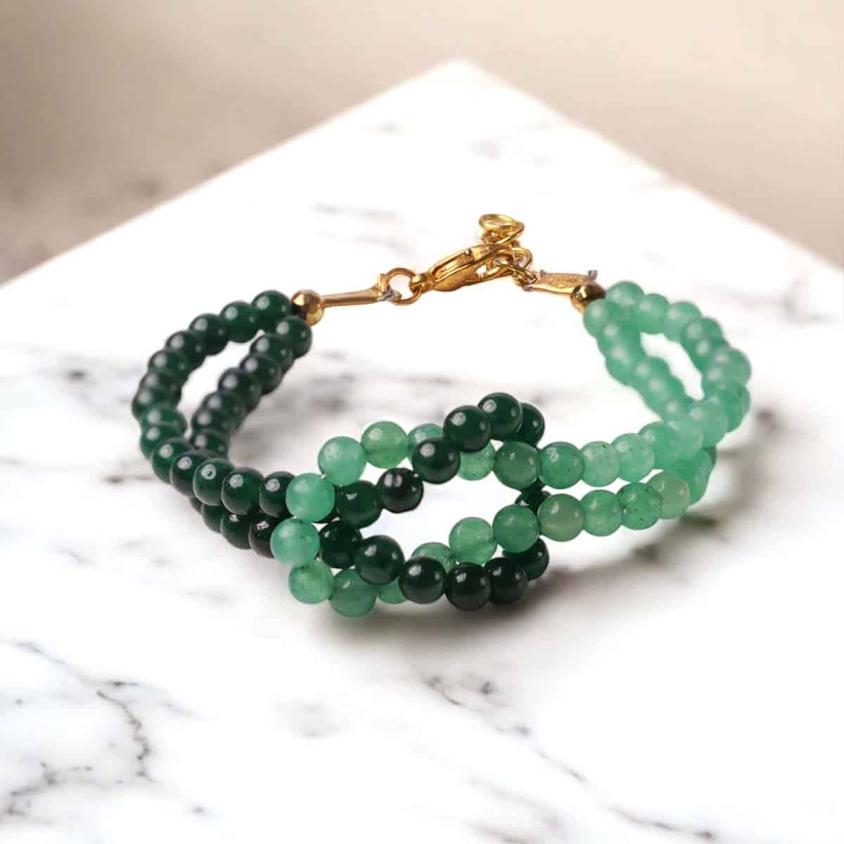 Green Jade & Green Aventurine Knot Bracelet 4mm in India, US, UK, Australia, Europe