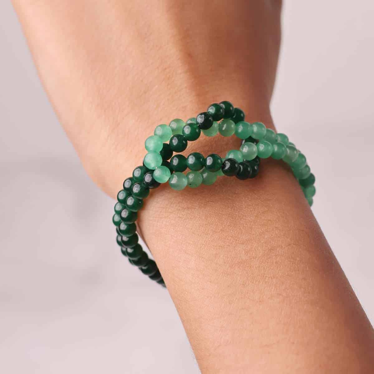 Green Jade & Green Aventurine Knot Bracelet 4mm in India, US, UK, Australia, Europe