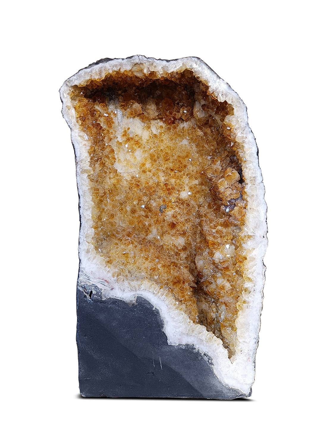 Citrine Crystal Geode with Deep Yellow Citrine Points in India, US, UK, Australia, Europe