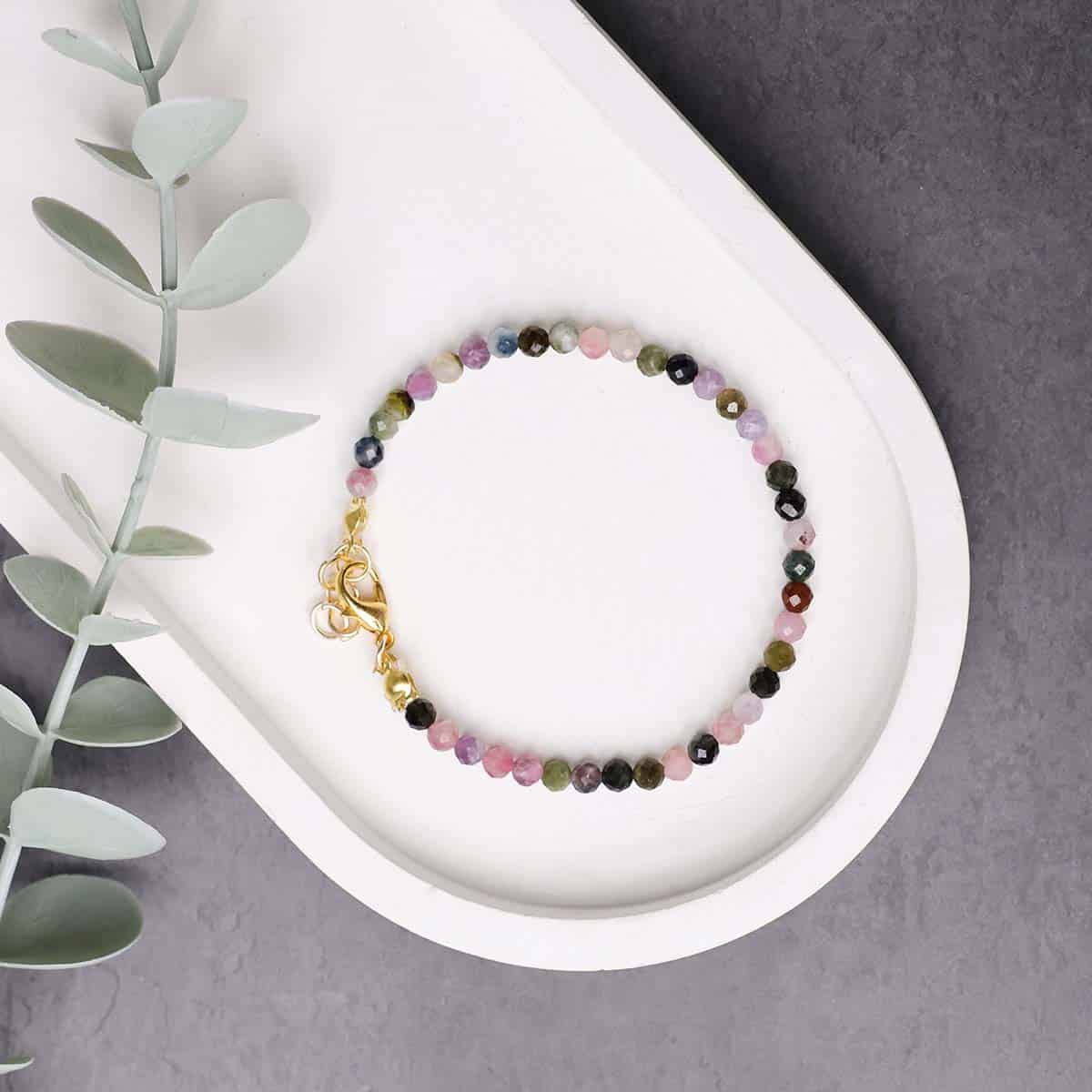 Multi Tourmaline Bracelet In 4mm Faceted Beads in India, US, UK, Australia, Europe