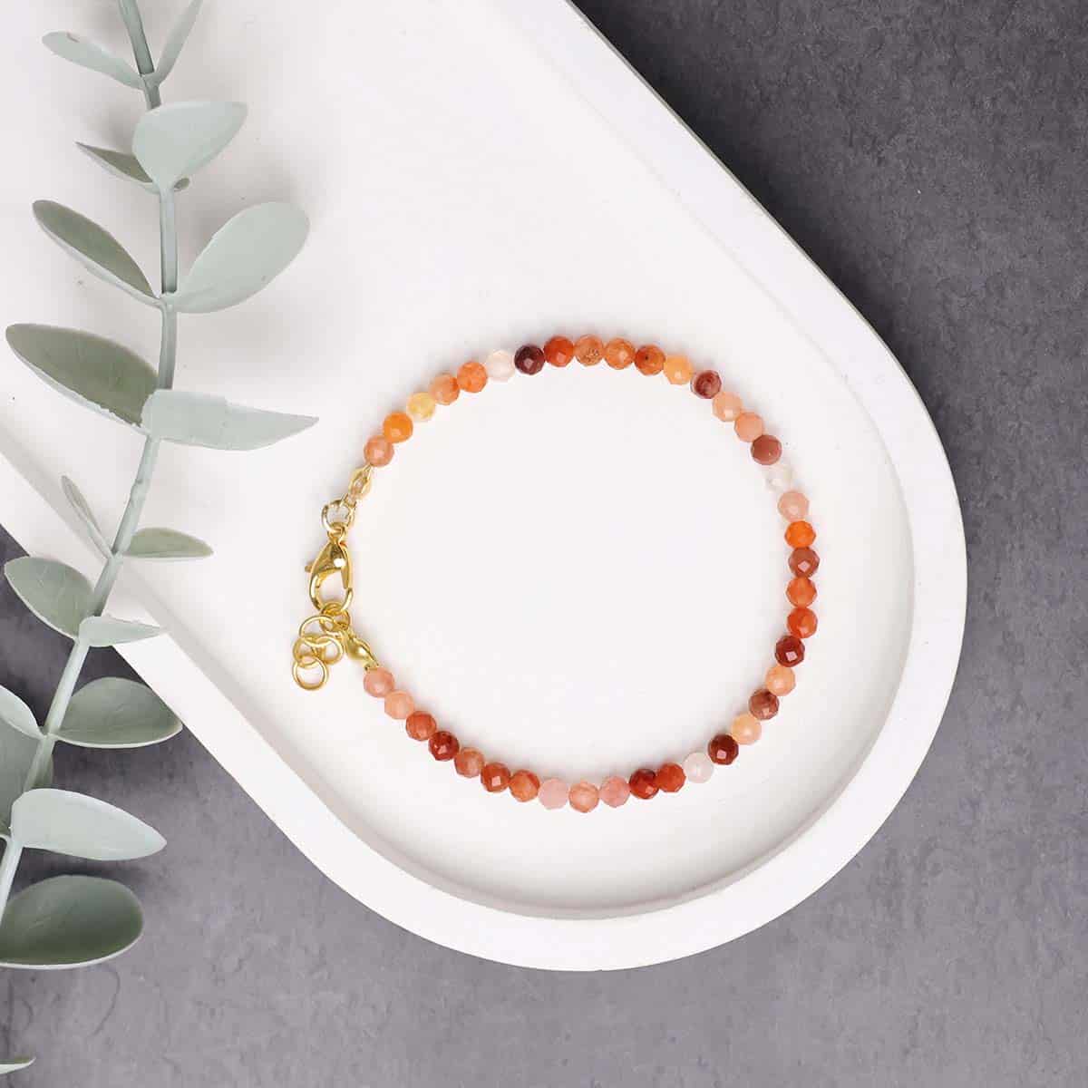 Red Carnelian Bracelet In 4mm Faceted Beads in India, US, UK, Australia, Europe