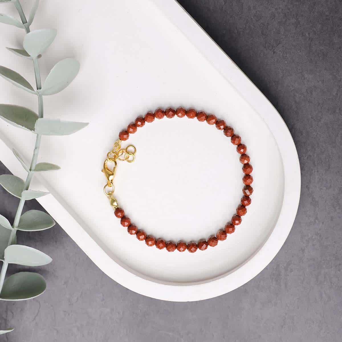 Red Jasper Bracelet In 4mm Faceted Beads in India, US, UK, Australia, Europe