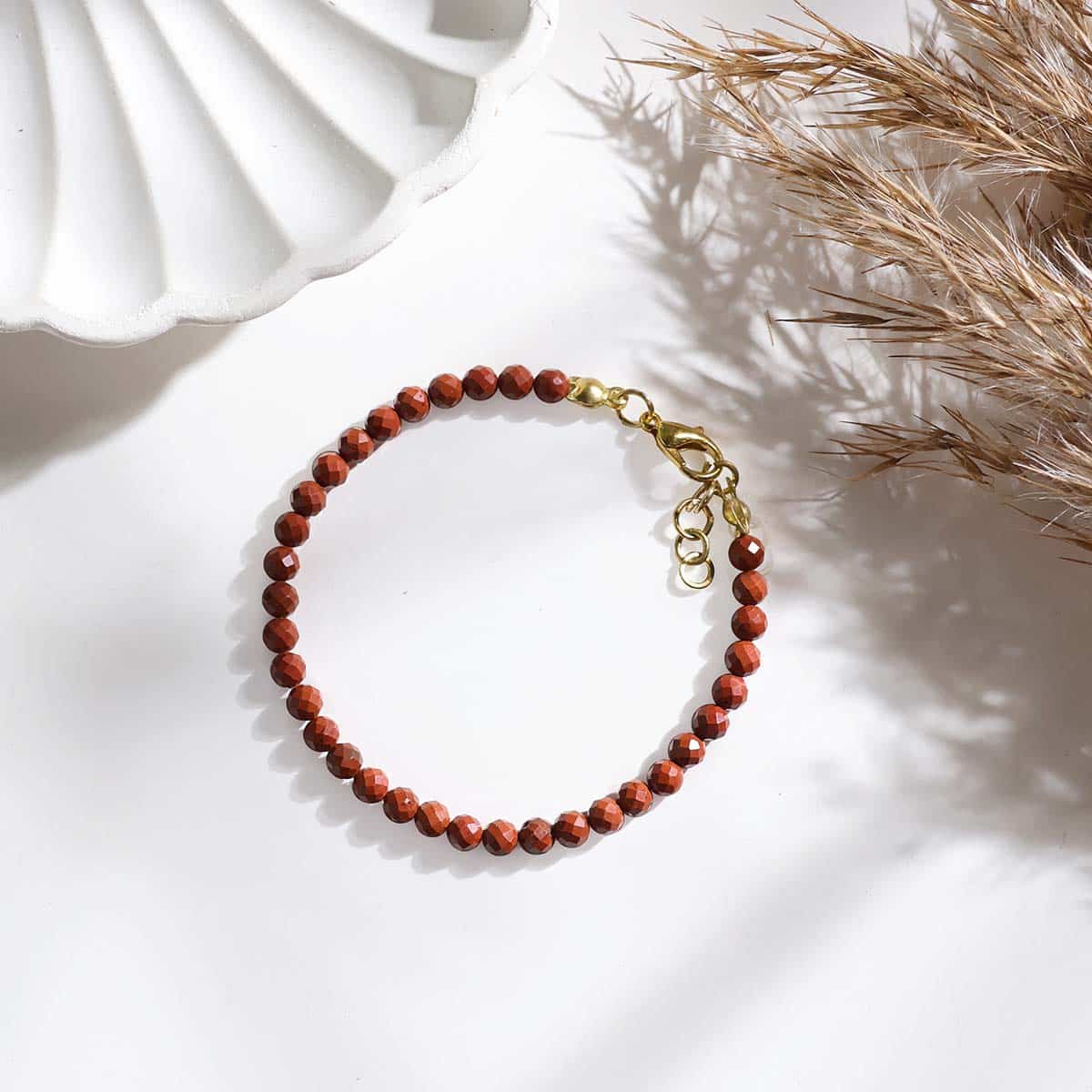 Red Jasper Bracelet In 4mm Faceted Beads in India, US, UK, Australia, Europe