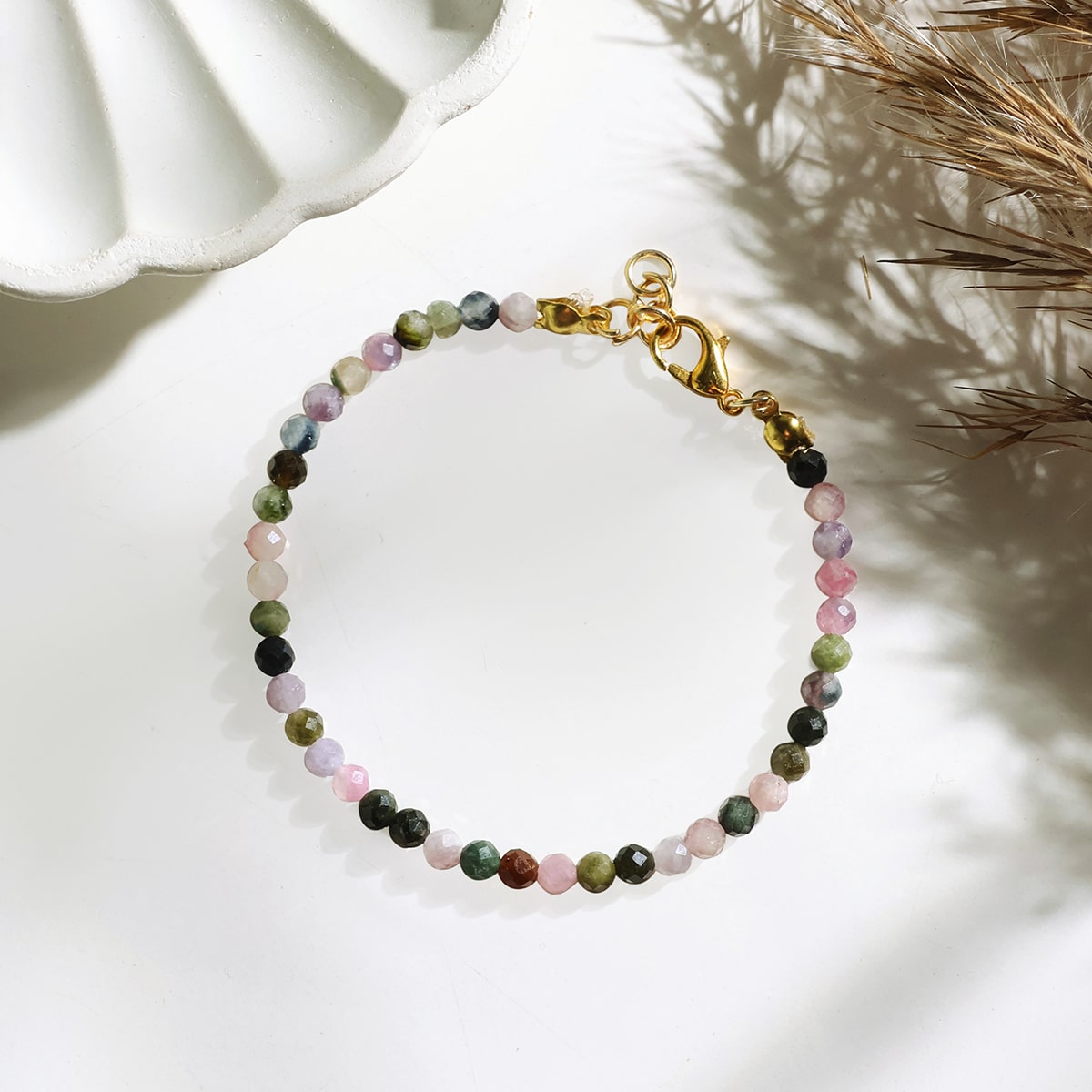 Multi Tourmaline Bracelet In 4mm Faceted Beads in India, US, UK, Australia, Europe