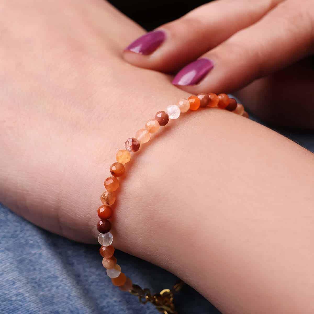 Red Carnelian Bracelet In 4mm Faceted Beads in India, US, UK, Australia, Europe