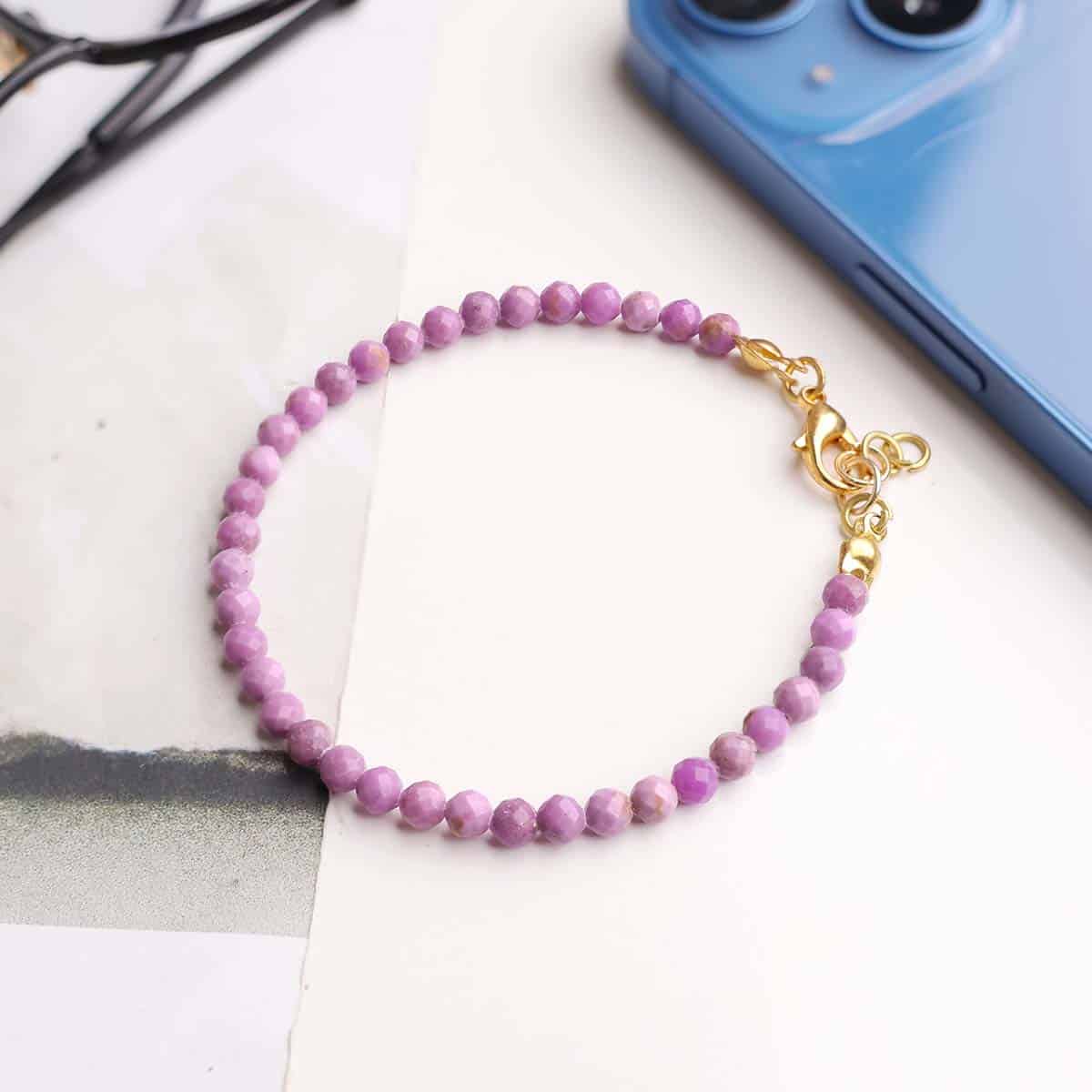 Phosphosiderite Bracelet In 4mm Faceted Beads in India, US, UK, Australia, Europe