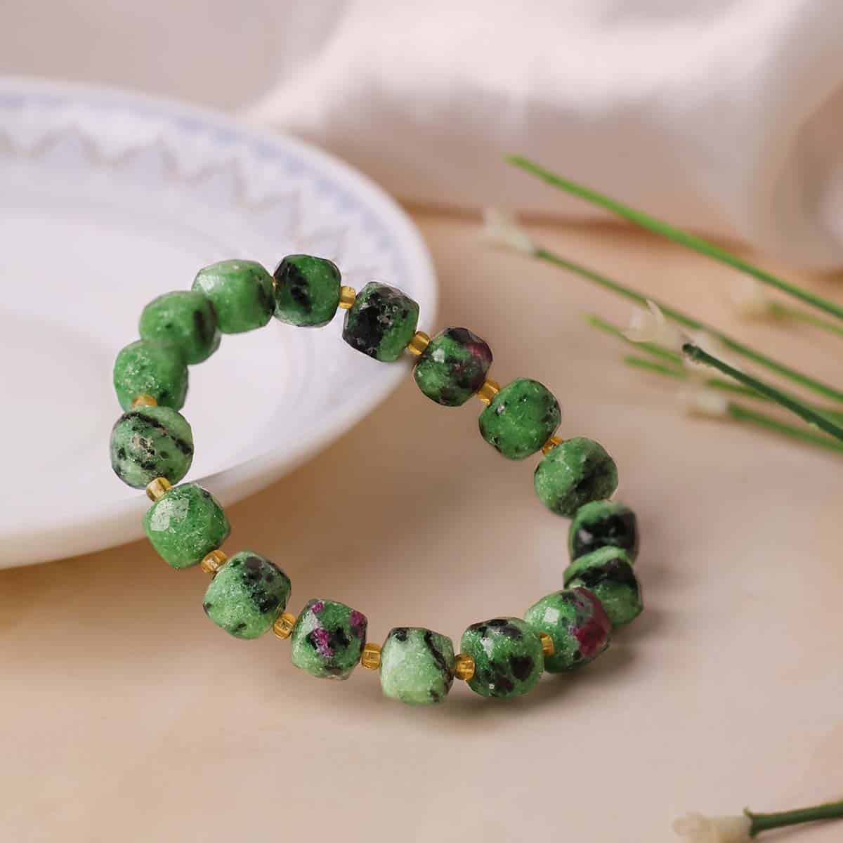Ruby Zoisite Box Faceted Bracelet in India, US, UK, Australia, Europe