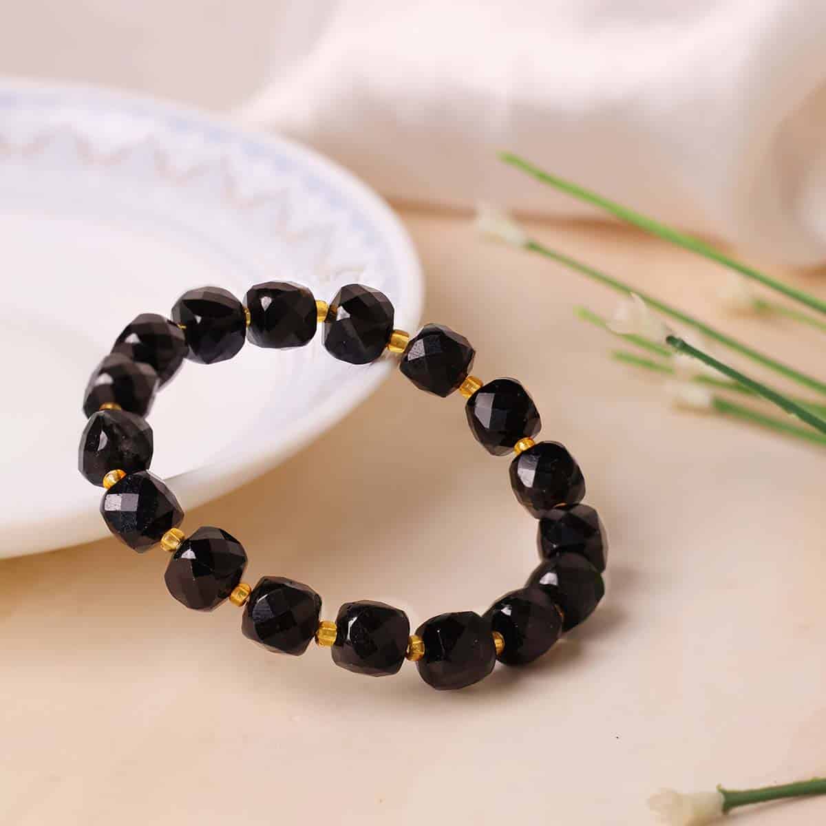 Black Tourmaline Box Faceted Bracelet in India, US, UK, Australia, Europe