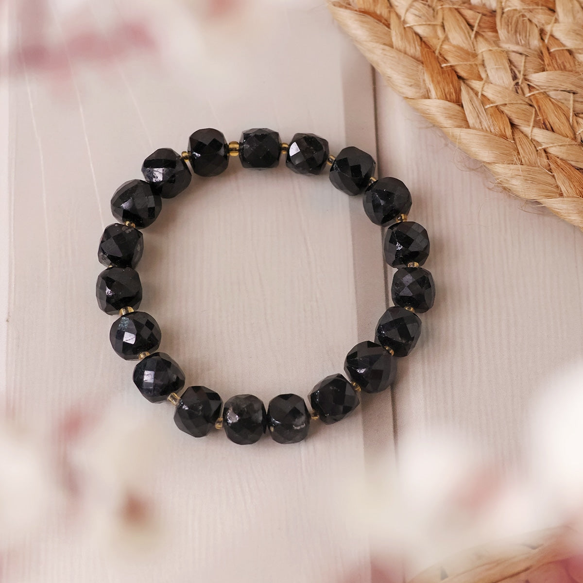 Black Tourmaline Box Faceted Bracelet in India, US, UK, Australia, Europe