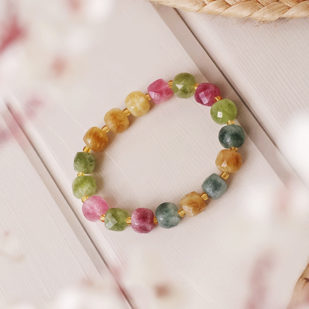 Multi Tourmaline Box Faceted Bracelet (Dyed) in India, US, UK, Australia, Europe