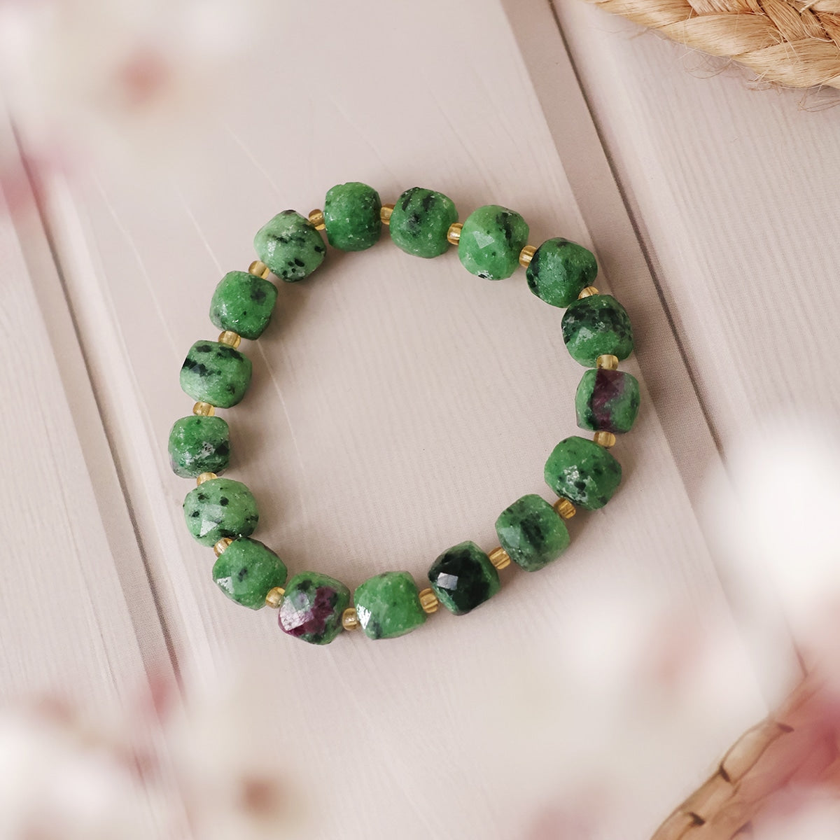 Ruby Zoisite Box Faceted Bracelet in India, US, UK, Australia, Europe