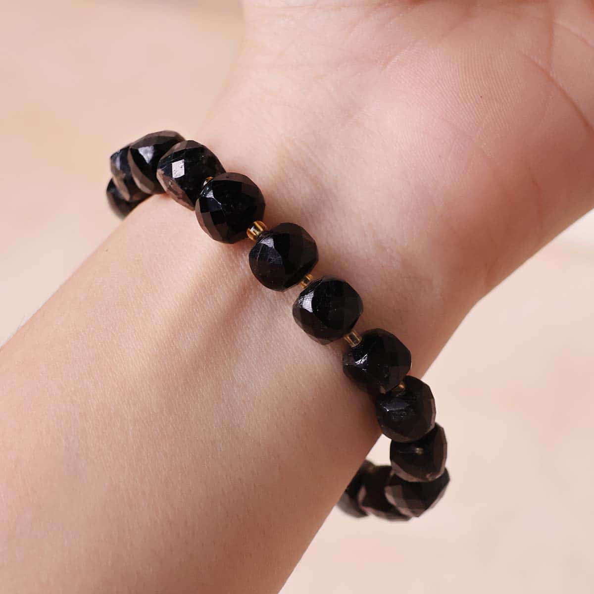 Black Tourmaline Box Faceted Bracelet in India, US, UK, Australia, Europe