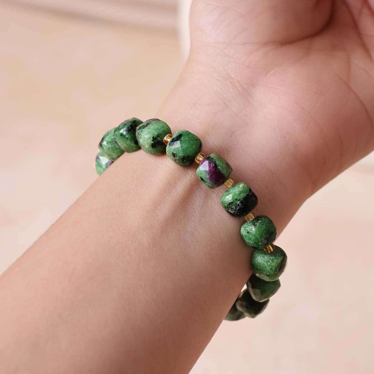 Ruby Zoisite Box Faceted Bracelet in India, US, UK, Australia, Europe