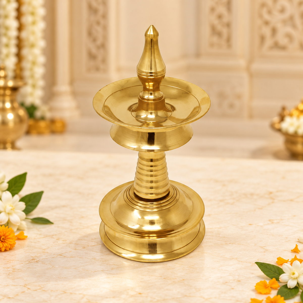 Kerala Brass Oil Lamp for Pooja at Home, Office (Set of - 2) in India, US, UK, Australia, Europe