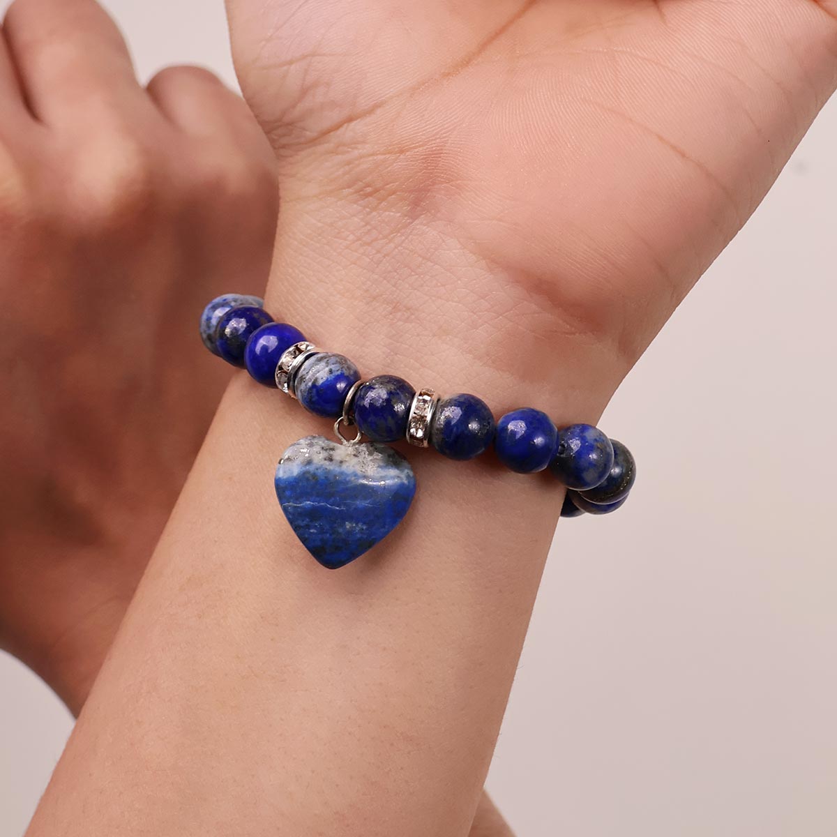 Lapis Lazuli Bracelet With Mini Heart Charm in India, US, UK, Australia, Europe