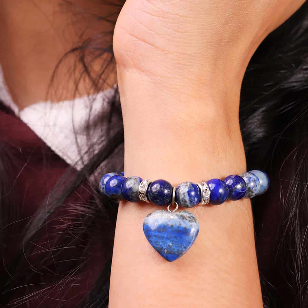Lapis Lazuli Bracelet With Mini Heart Charm in India, US, UK, Australia, Europe