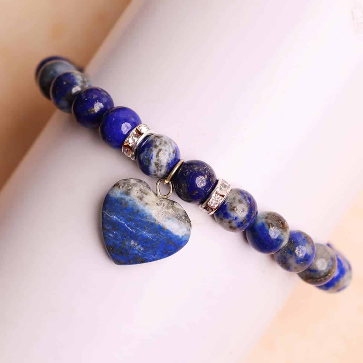 Lapis Lazuli Bracelet With Mini Heart Charm in India, US, UK, Australia, Europe