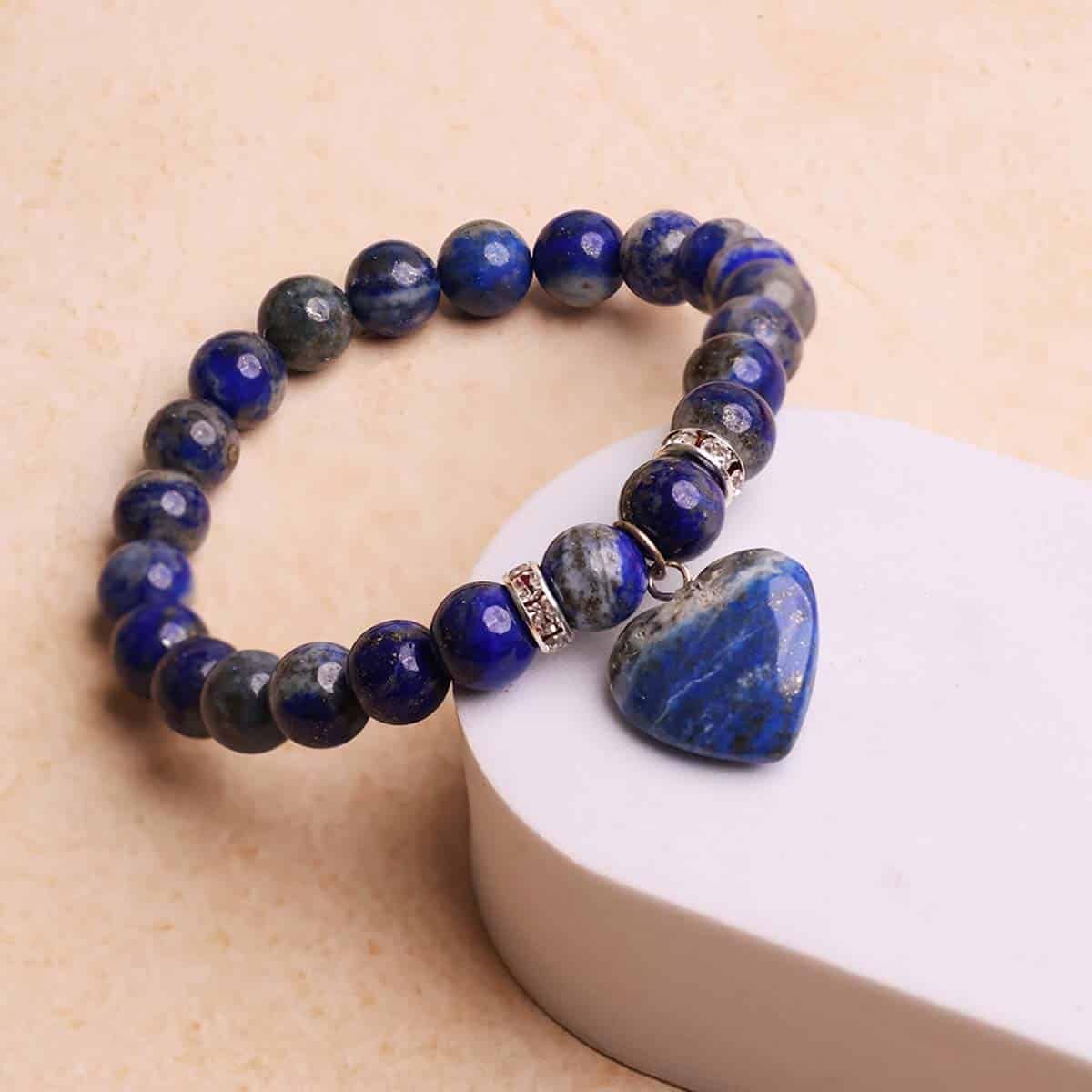 Lapis Lazuli Bracelet With Mini Heart Charm in India, US, UK, Australia, Europe