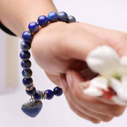 Lapis Lazuli Bracelet With Mini Heart Charm