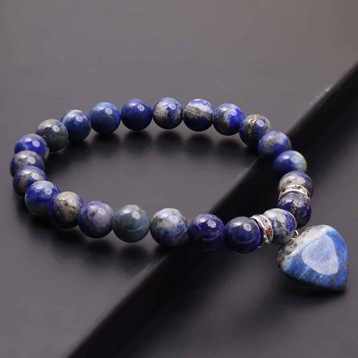 Lapis Lazuli Bracelet With Mini Heart Charm in India, US, UK, Australia, Europe