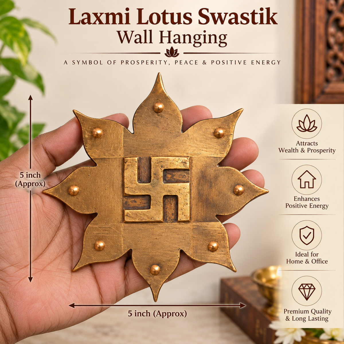 Copper Vastu Laxmi Lotus Swastik Wall Hanging Protects in India, US, UK, Australia, Europe