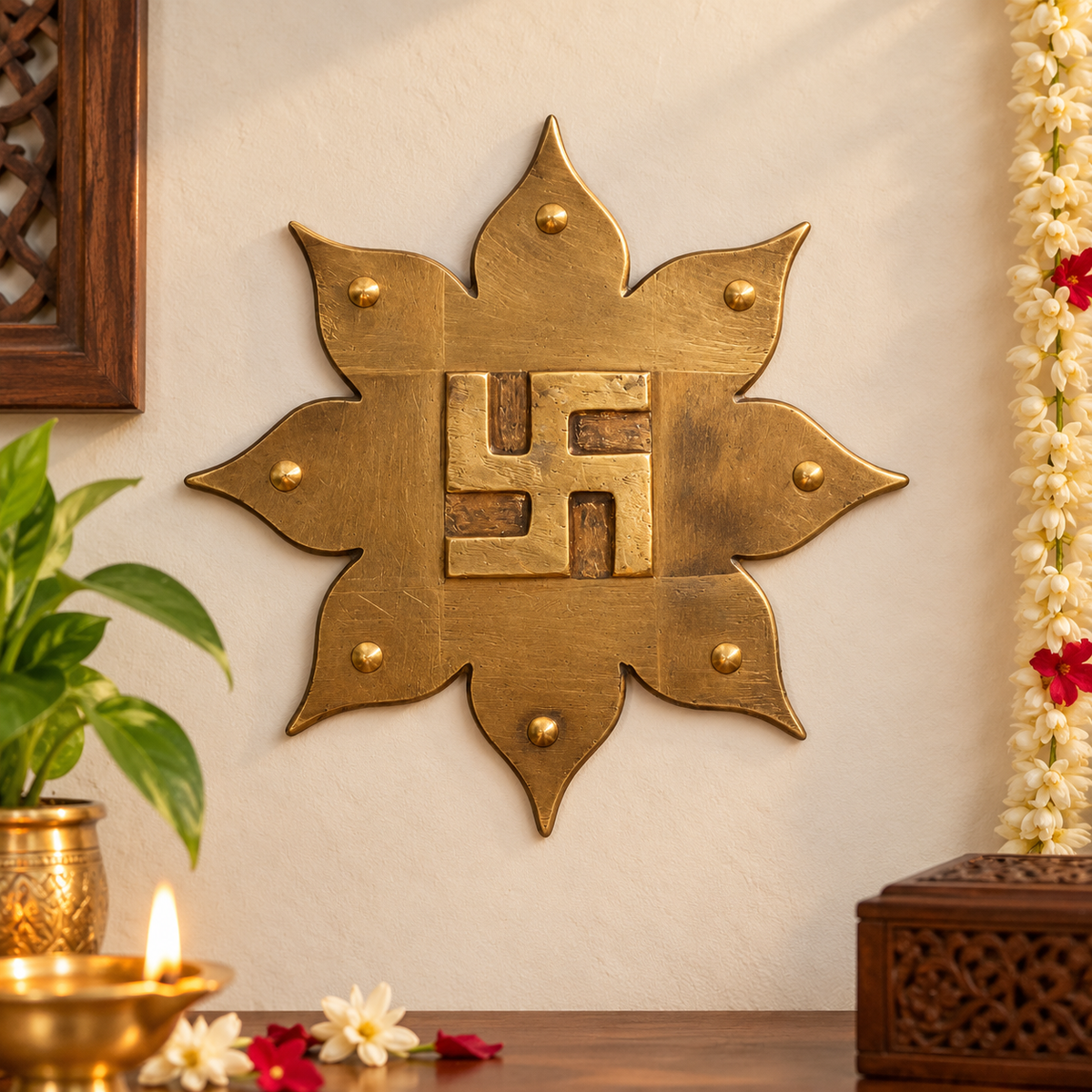 Copper Vastu Laxmi Lotus Swastik Wall Hanging Protects in India, US, UK, Australia, Europe