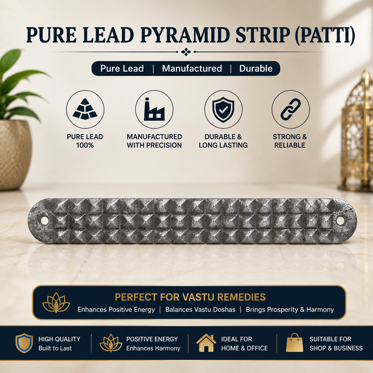 Lead Vastu Pyramid Strip Patti for Vastu Remedies Product North-West in India, US, UK, Australia, Europe