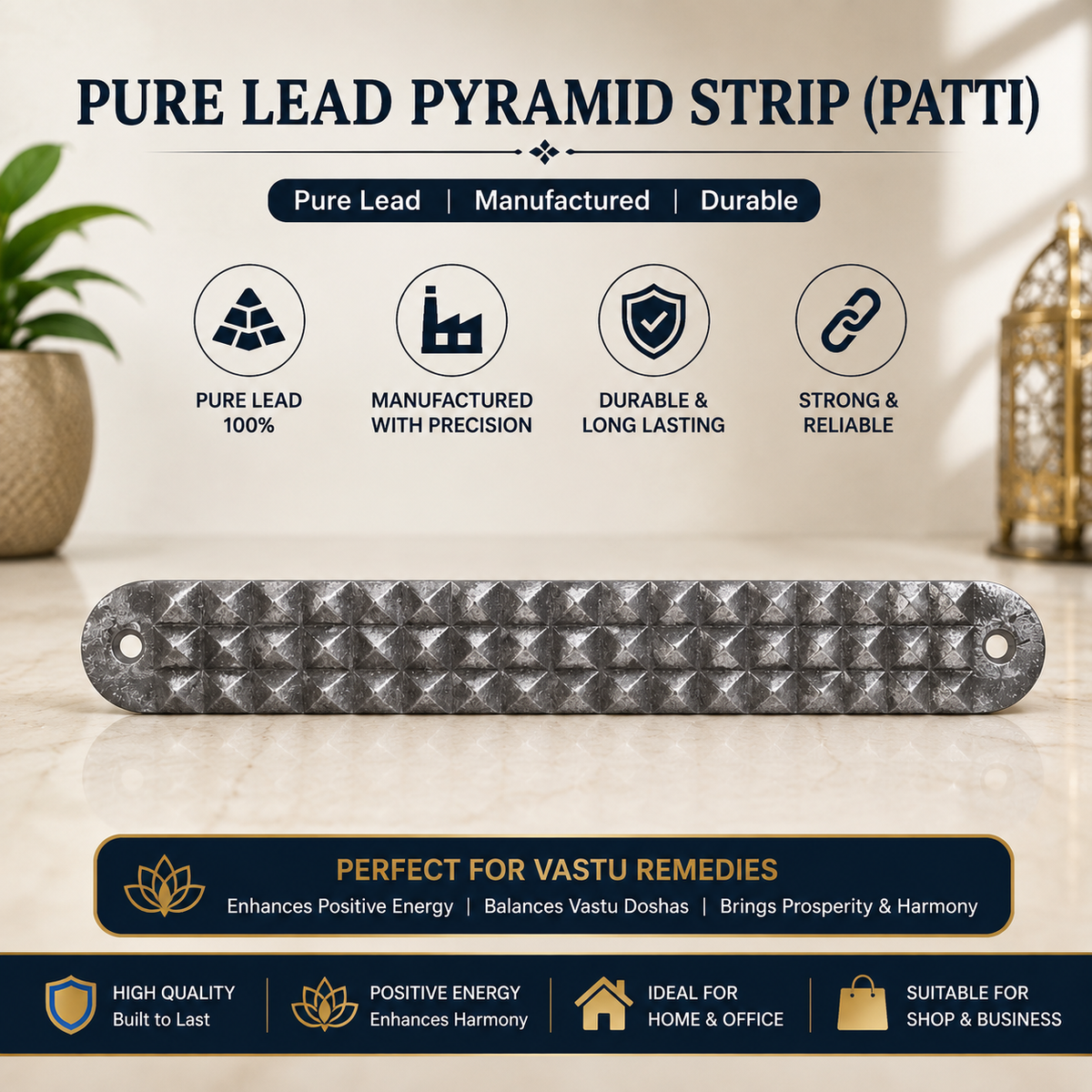 Lead Vastu Pyramid Strip Patti for Vastu Remedies Product North-West in India, US, UK, Australia, Europe