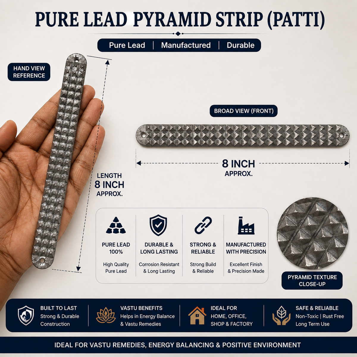 Lead Vastu Pyramid Strip Patti for Vastu Remedies Product North-West in India, US, UK, Australia, Europe