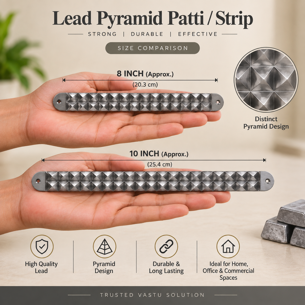 Lead Vastu Pyramid Strip Patti for Vastu Remedies Product North-West in India, US, UK, Australia, Europe