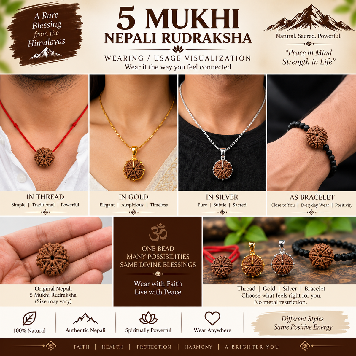 Silver Pendant Setting for Rudraksha Bead