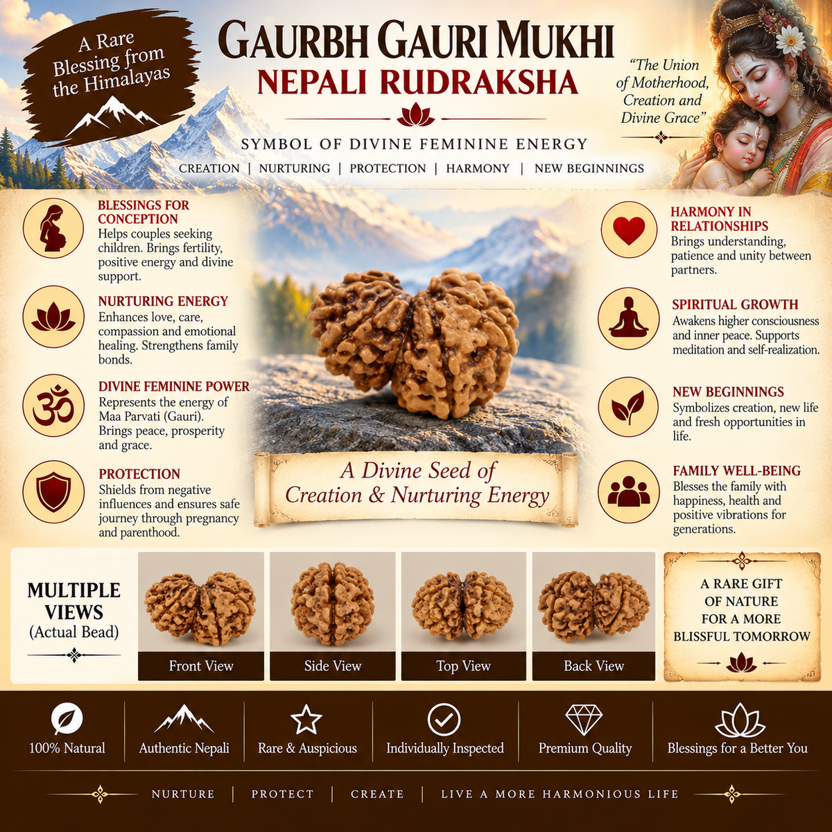 Garbh Gauri Nepali Rudraksha in India, US, UK, Australia, Europe