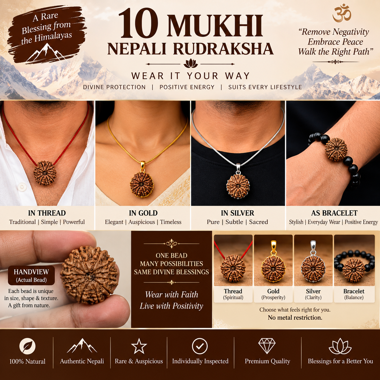 10 Mukhi Nepali Rudraksha in India, US, UK, Australia, Europe