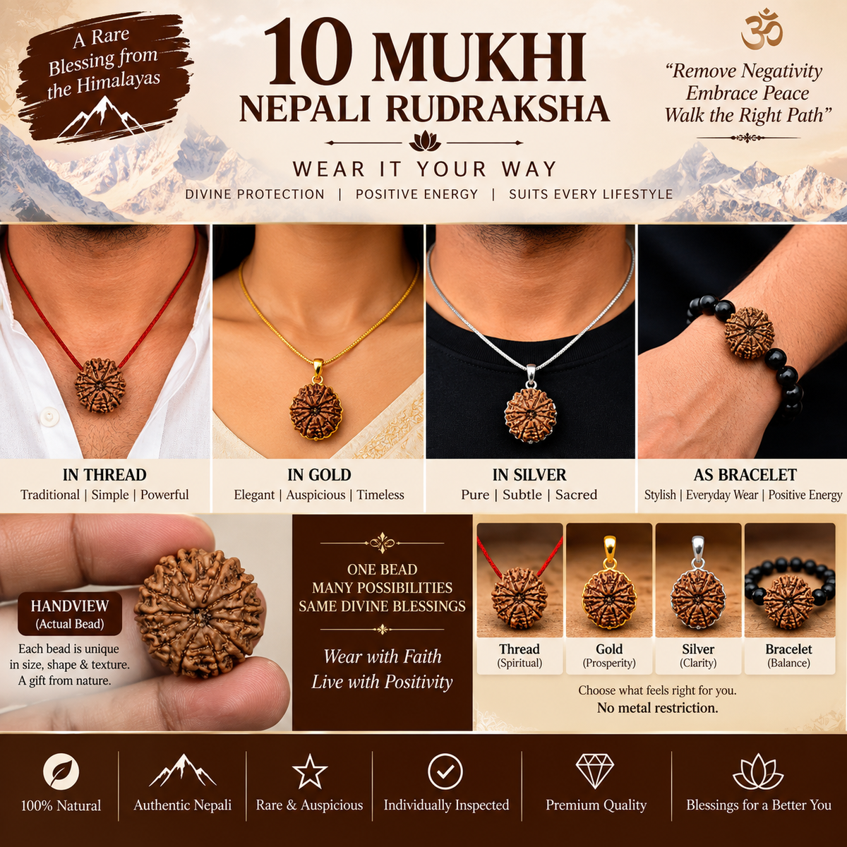 10 Mukhi Nepali Rudraksha in India, US, UK, Australia, Europe