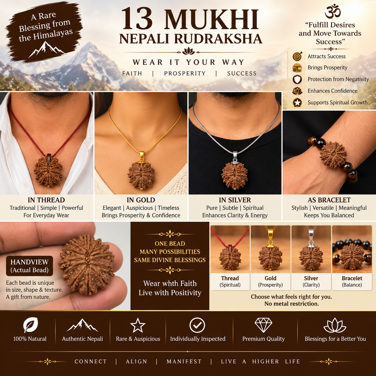 13 Mukhi Nepali Rudraksha in India, US, UK, Australia, Europe