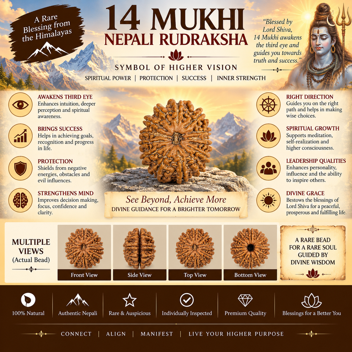 14 Mukhi Nepali Rudraksha in India, US, UK, Australia, Europe