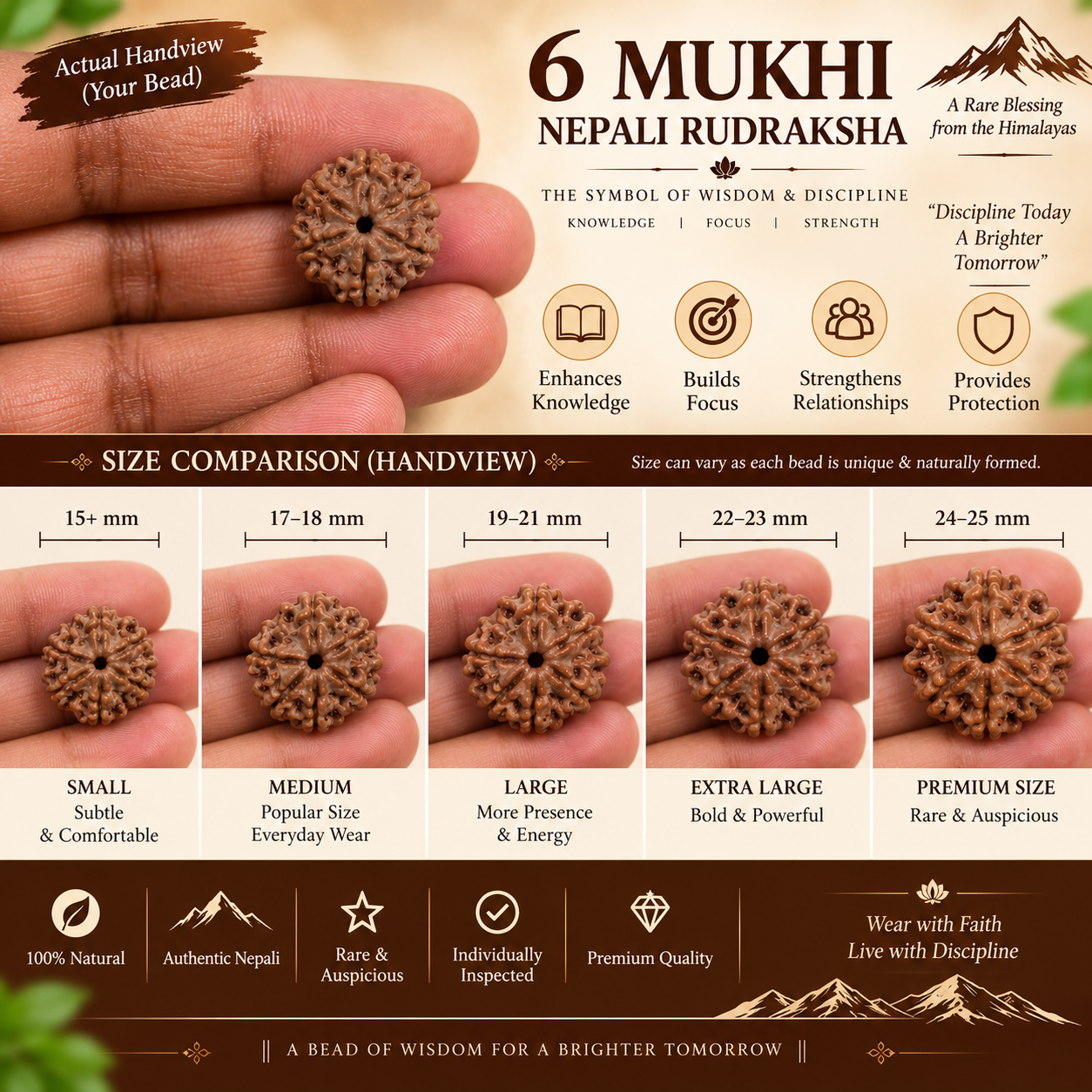 6 Mukhi Nepali Rudraksha in India, US, UK, Australia, Europe