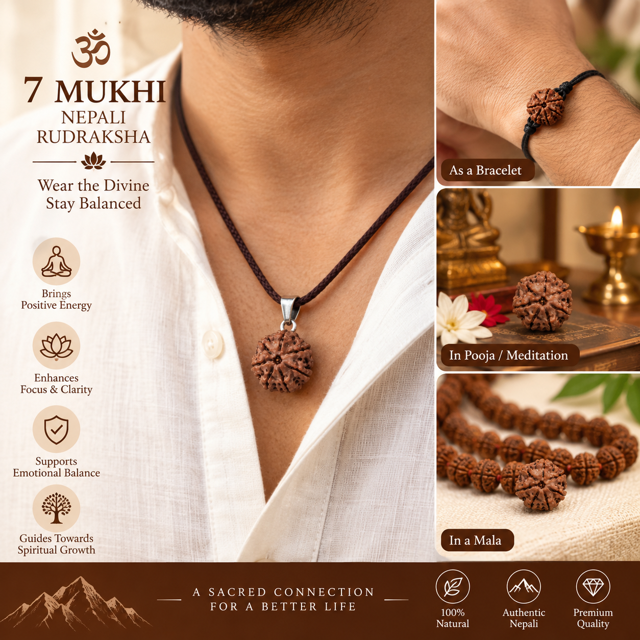 7 Mukhi Nepali Rudraksha in India, US, UK, Australia, Europe