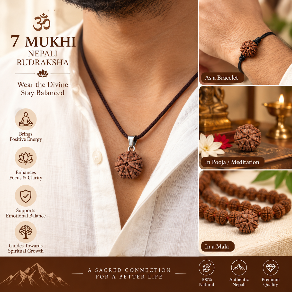 7 Mukhi Nepali Rudraksha in India, US, UK, Australia, Europe