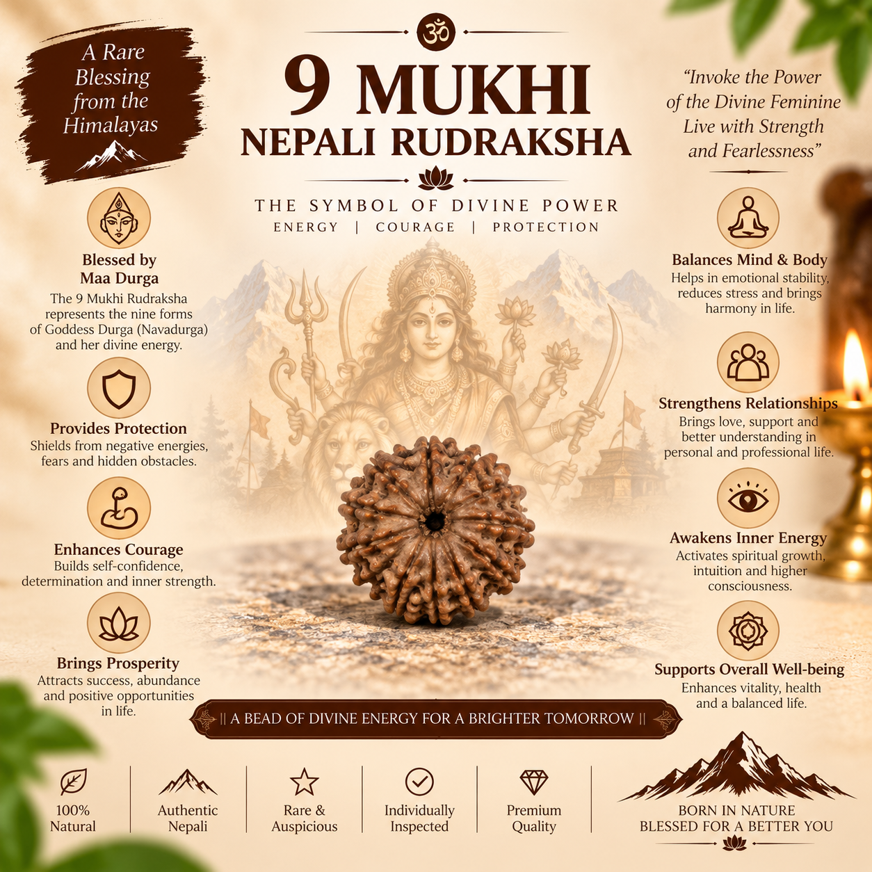 9 Mukhi Nepali Rudraksha in India, US, UK, Australia, Europe