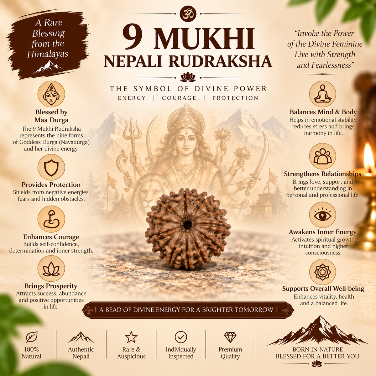 9 Mukhi Nepali Rudraksha in India, US, UK, Australia, Europe