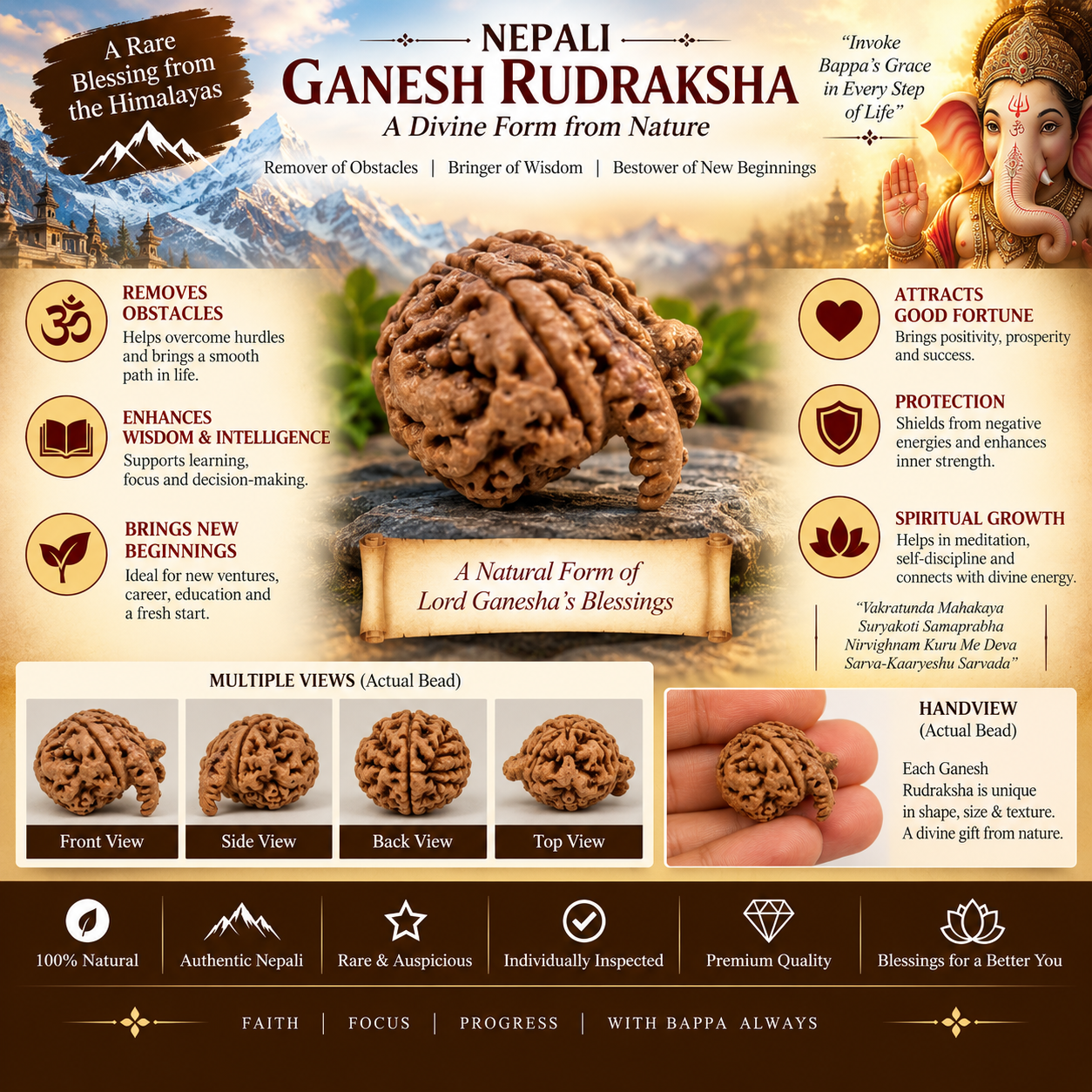 Ganesh Mukhi Nepali Rudraksha in India, US, UK, Australia, Europe