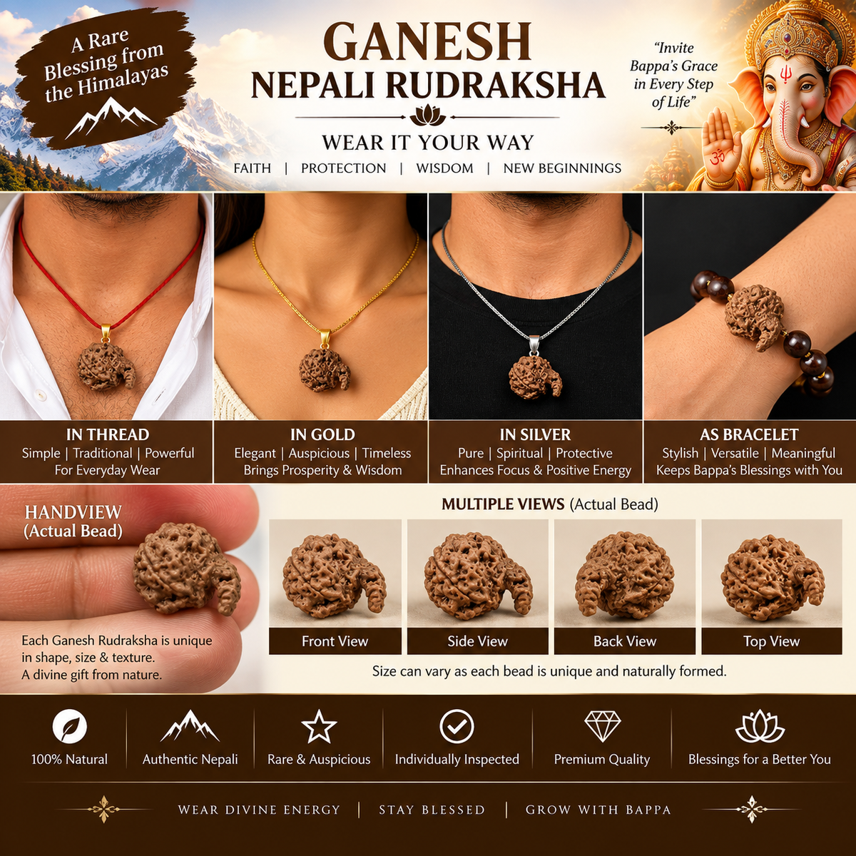 Ganesh Mukhi Nepali Rudraksha in India, US, UK, Australia, Europe