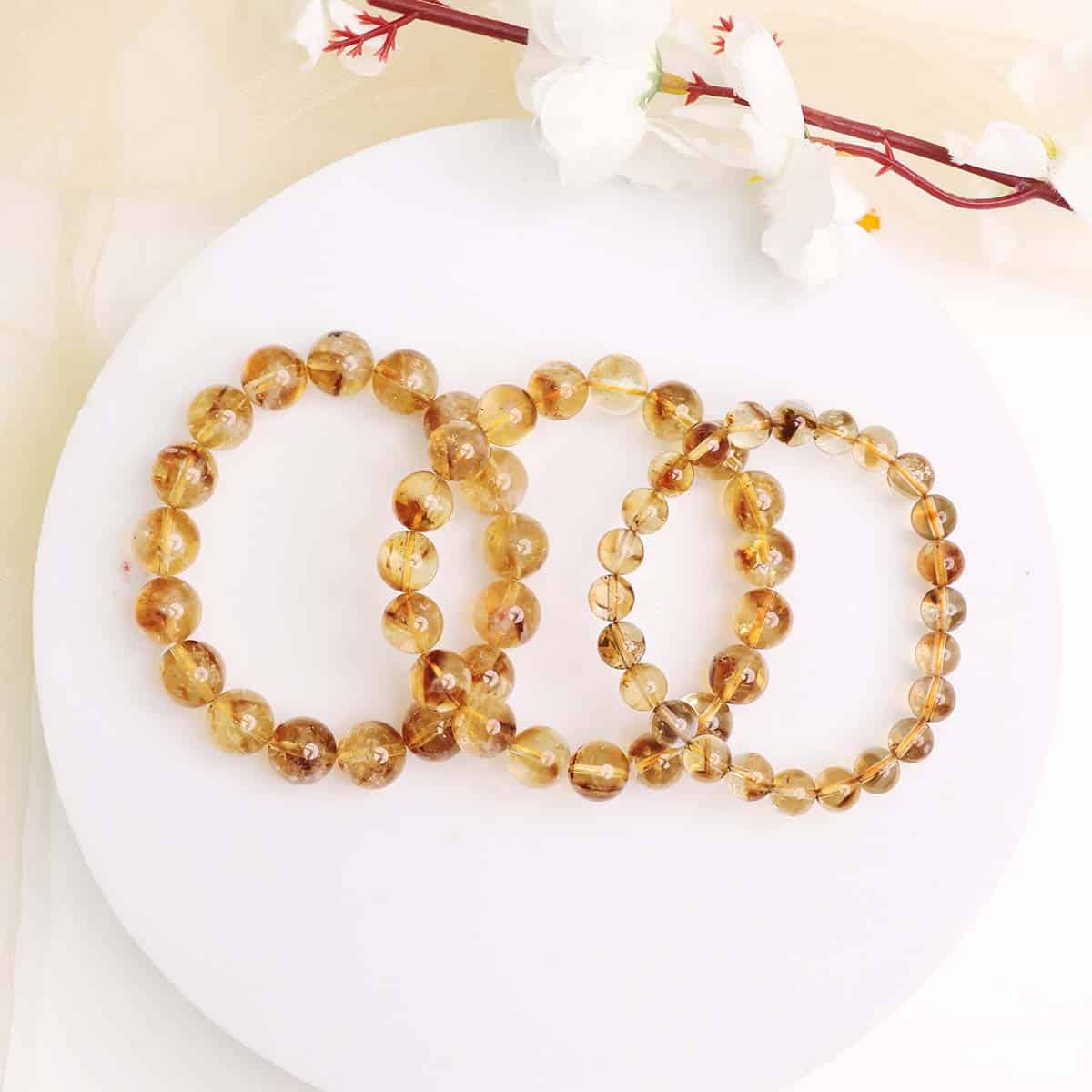 Citrine Bracelet In Round Beads ( Dark ) in India, US, UK, Australia, Europe